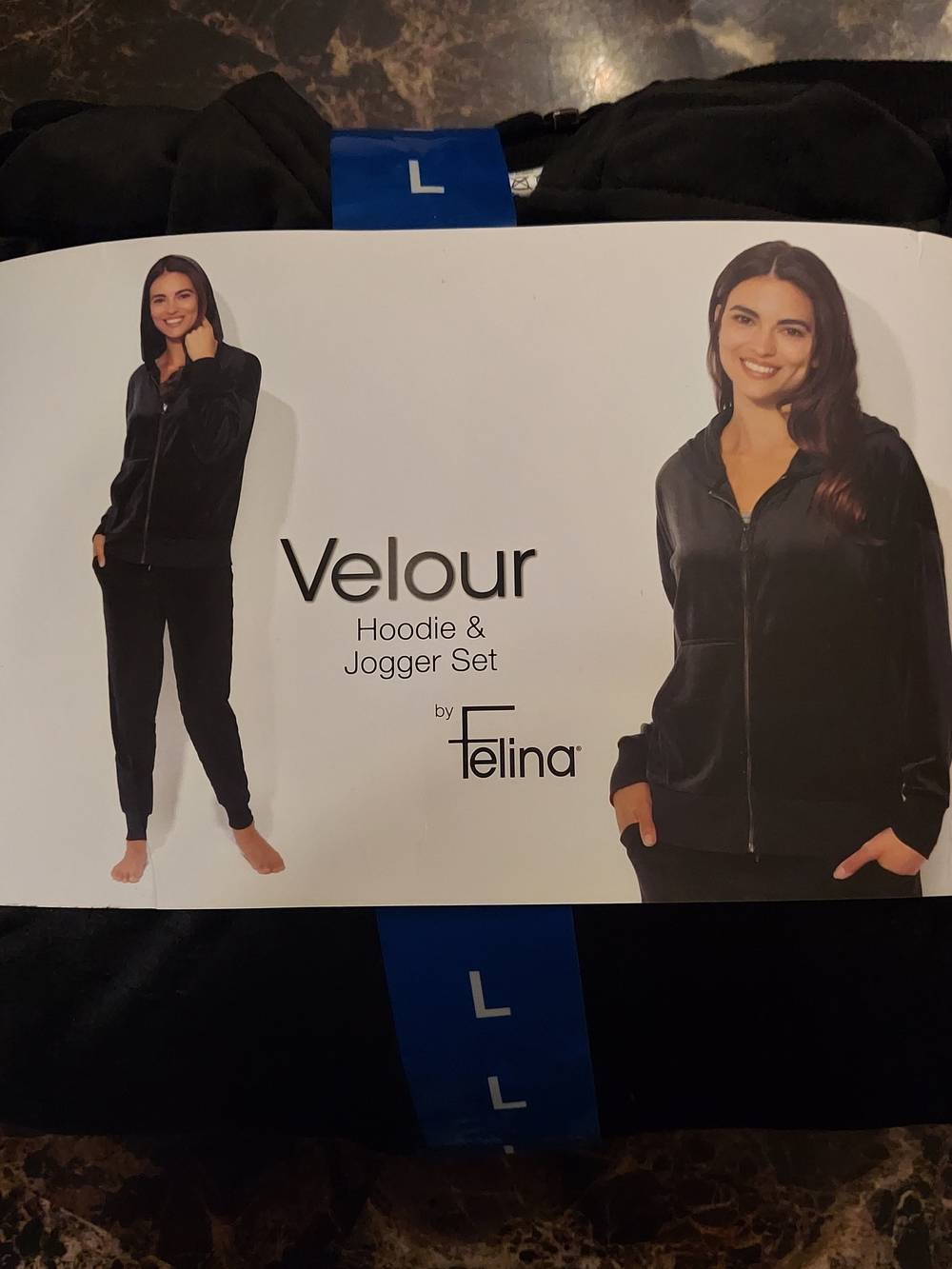 NWT Felina Velour Hoodie & Jogger Set Black (SIZE: LARGE)